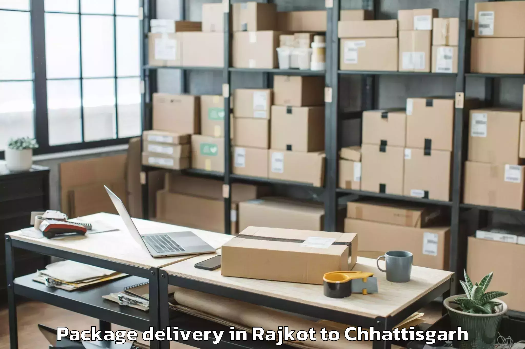 Professional Rajkot to Mats University Aarang Package Delivery